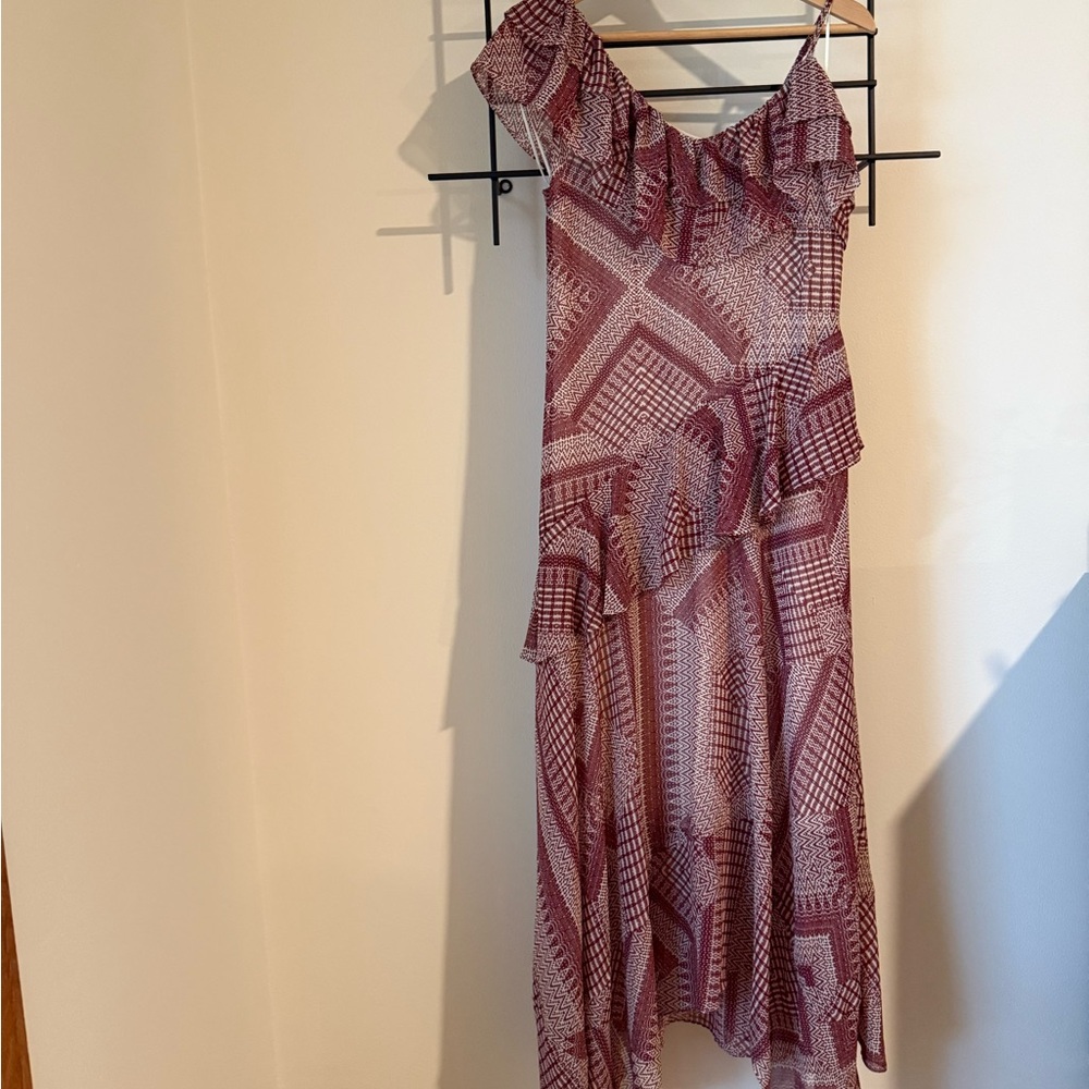 Rebecca Minkoff One-Shoulder Purple Patterned Dress